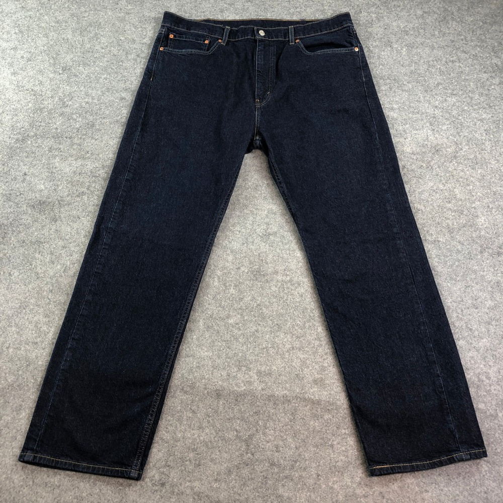 Levis 505 Mens Jeans 40x32 Straight Leg Dark Wash Stretch Regular Fit Denim